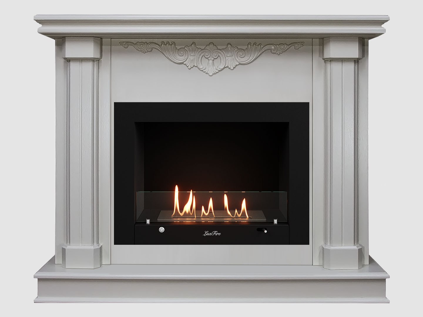 Каминный портал МДФ "Лукас 1080" с биокамином Lux Fire "Фаер Бокс 3-25.5" (белый) по цене 88 500 руб.