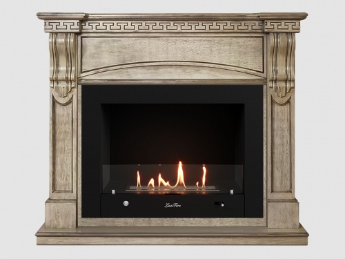 Каминный портал МДФ "Мюнхен 1250" с биокамином Lux Fire "Фаер Бокс 4 - 30" (бежевый)