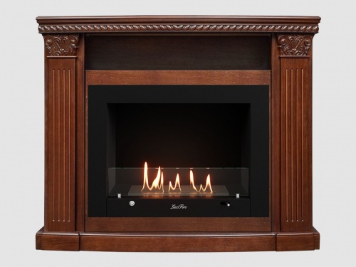 Каминный портал МДФ "Людовик 1300" с биокамином Lux Fire "Фаер Бокс 3 - 30" (темный орех)