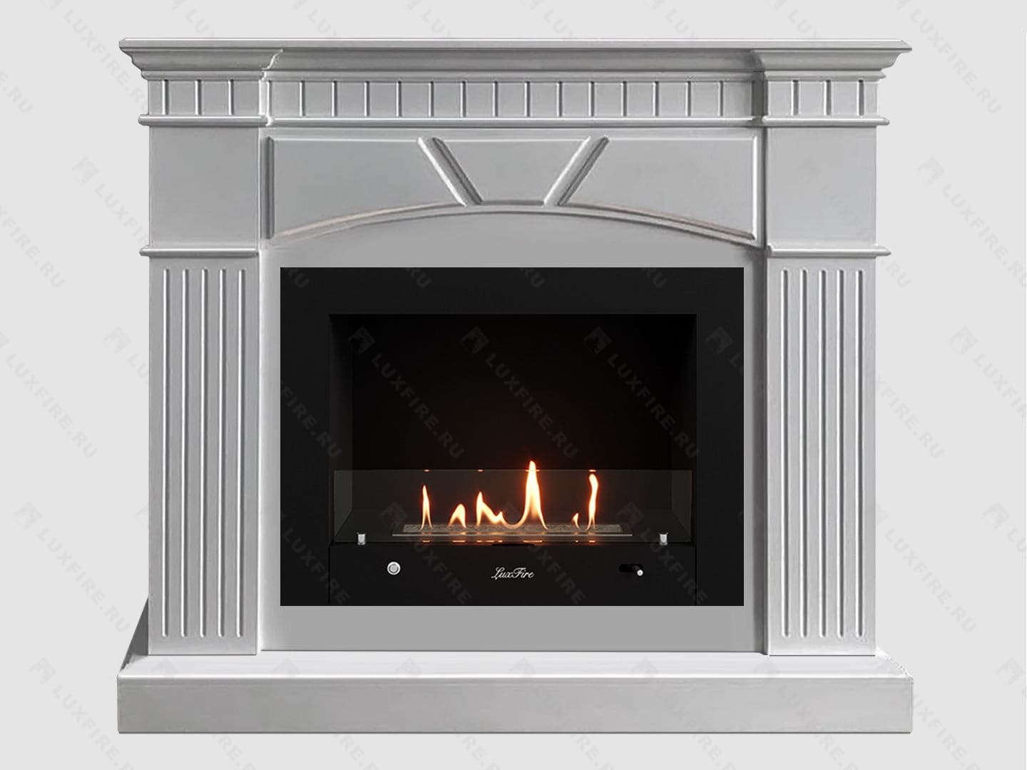 Каминный портал МДФ "Шервуд 1200" с биокамином Lux Fire "Фаер Бокс 4-30" (белый) Каминный портал МДФ "Шервуд 1200" с биокамином Lux Fire "Фаер Бокс 4-30" (белый) по цене 123 300 руб.