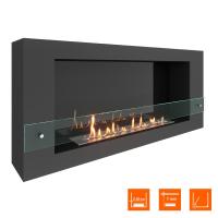 Биокамин SteelHeat WALL  LONG 1200 черный, стекло, стемалит