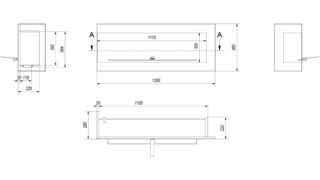 Биокамин Kratki DELTA/P/1200 угловая, TUV по цене &euro;951